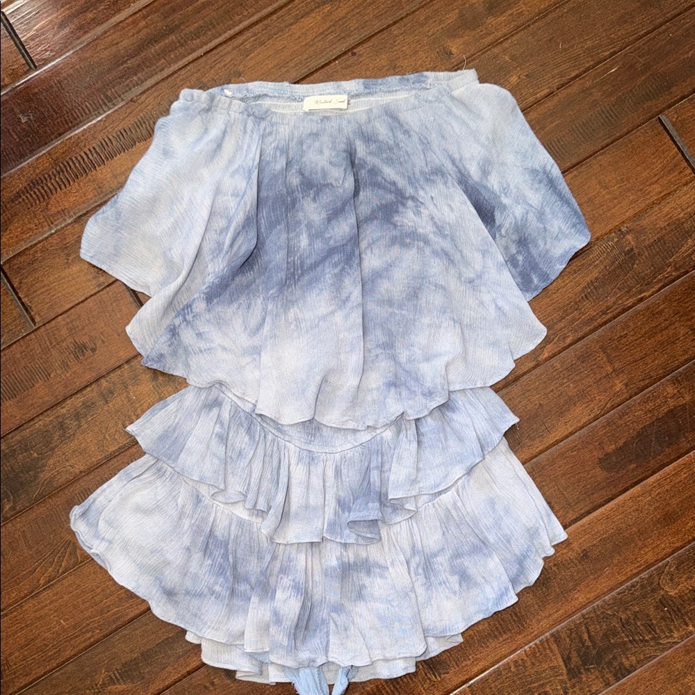 Mustard Seed Strapless Tie-dyed Ruffle Romper
